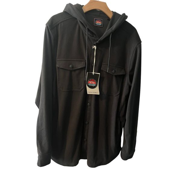 VTG 1946 Other - (SOLD)VTG 1946 Brand Shacket Mens Large Shirt Jacket Charcoal Gray Full Button